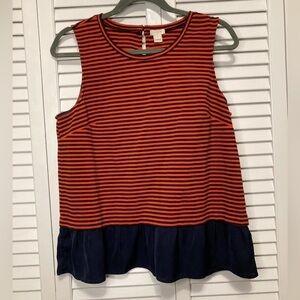 J. Crew Red And Blue Striped Layered Tank To Size Medium